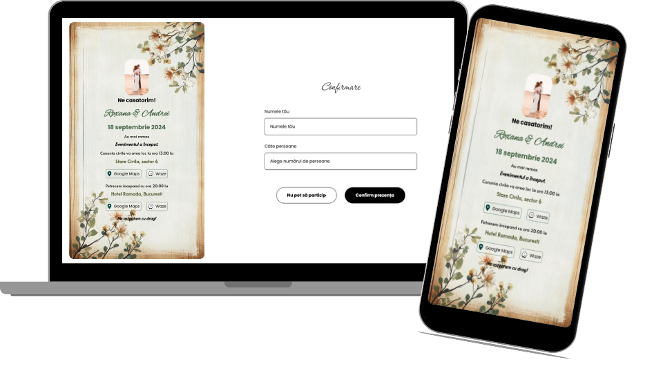 Invitație Nuntă Digitală „Barn 3 - Countdown”