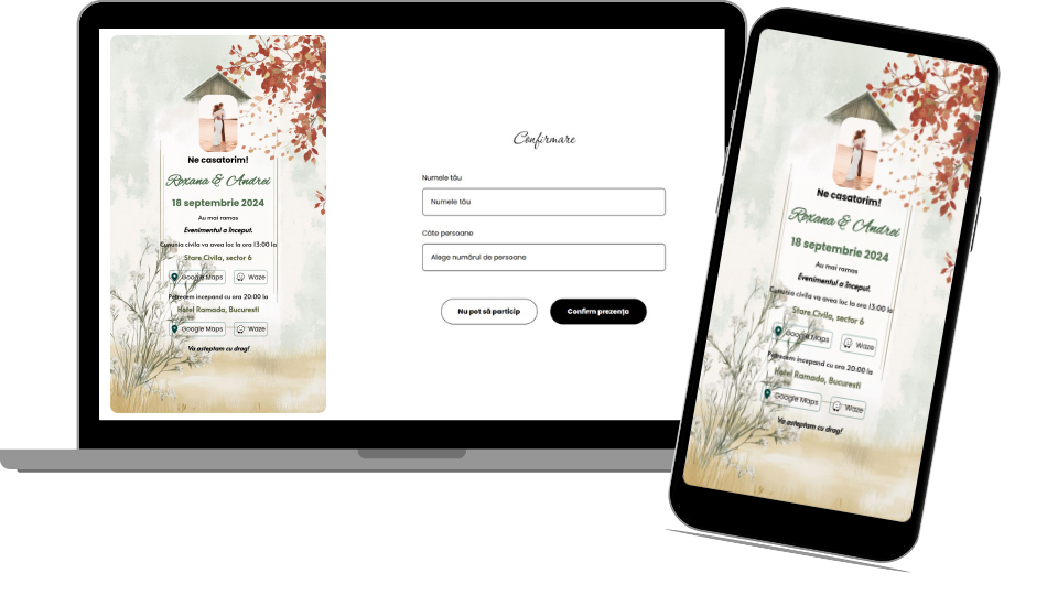 Invitație Nuntă Digitală „Barn 4 - Countdown”