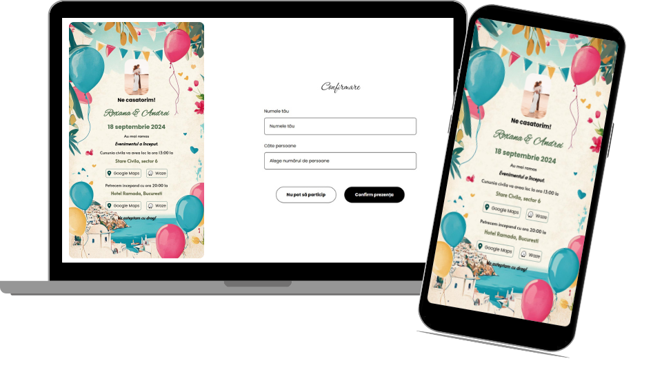 Invitație Nuntă Digitală „Greek Islands 5 - Countdown”