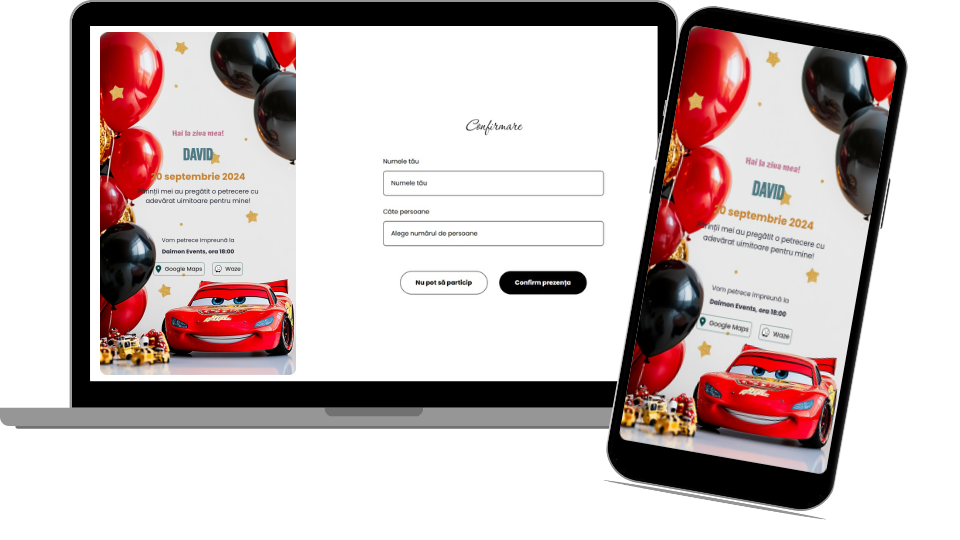 Invitație Aniversare Digitală „Cars 1 - Standard”