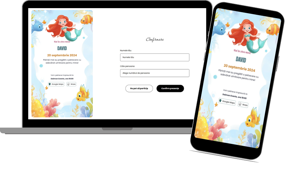 Invitație Aniversare Digitală „Ariel 1 - Standard”