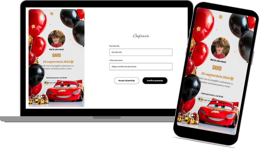 Invitație Aniversare Digitală „Cars 1 - Classic”