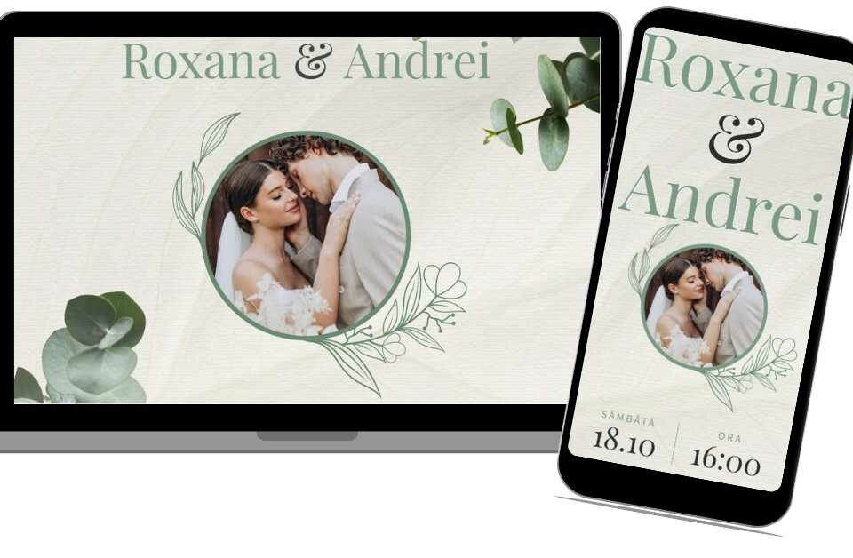 Invitație Nuntă Website "Modern botanical"