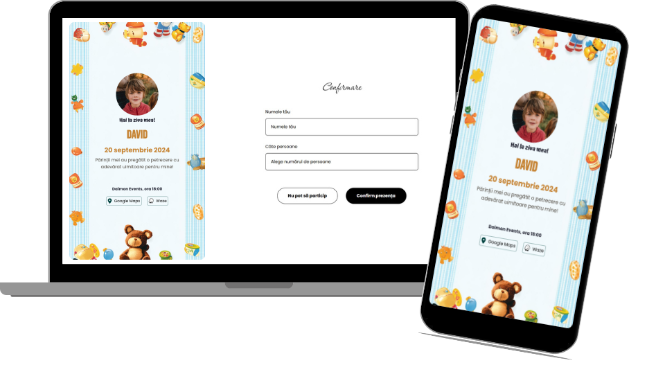 Invitație Aniversare Digitală „Toys - Classic”