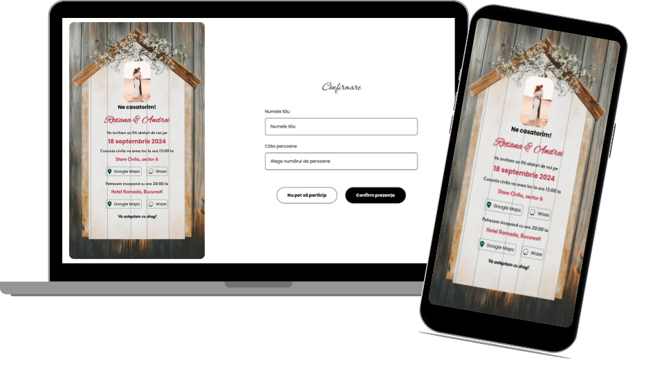 Invitație Nuntă Digitală „Barn 2 - Standard”