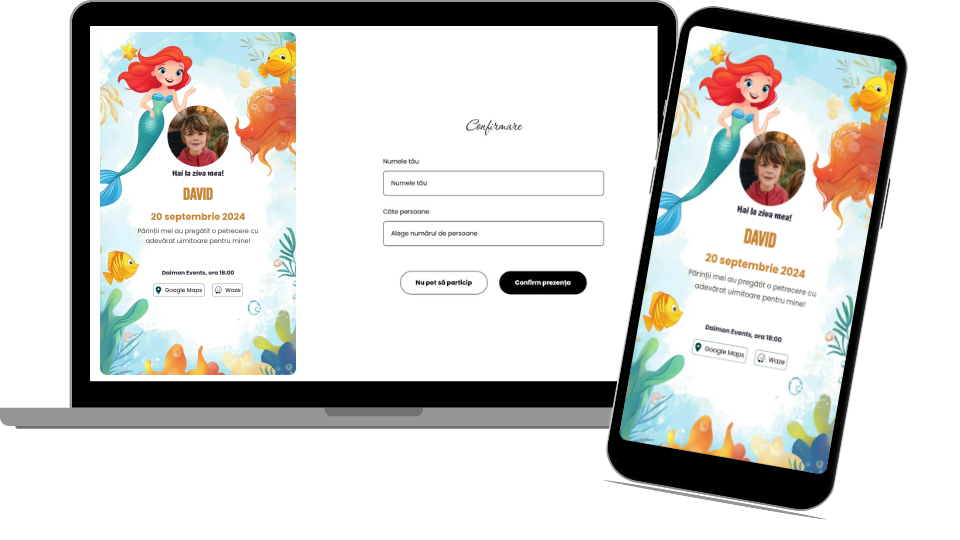 Invitație Aniversare Digitală „Ariel 4 - Classic”