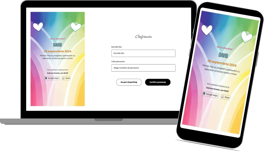 Invitație Aniversare Digitală „Colors 1 - Standard”