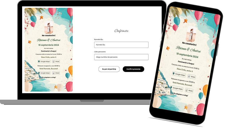 Invitație Nuntă Digitală „Greek Islands 1 - Countdown”