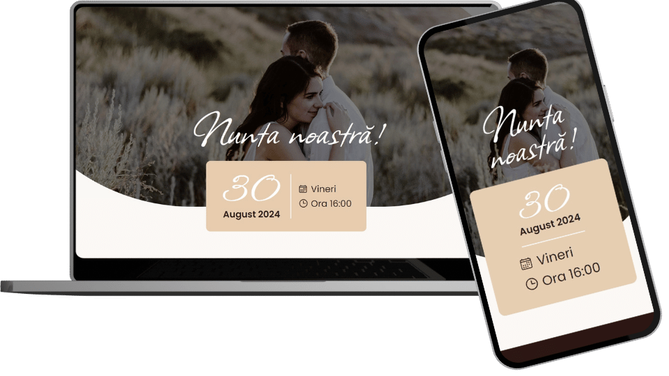 Invitație Nuntă + Botez Website "Rustic Romance"