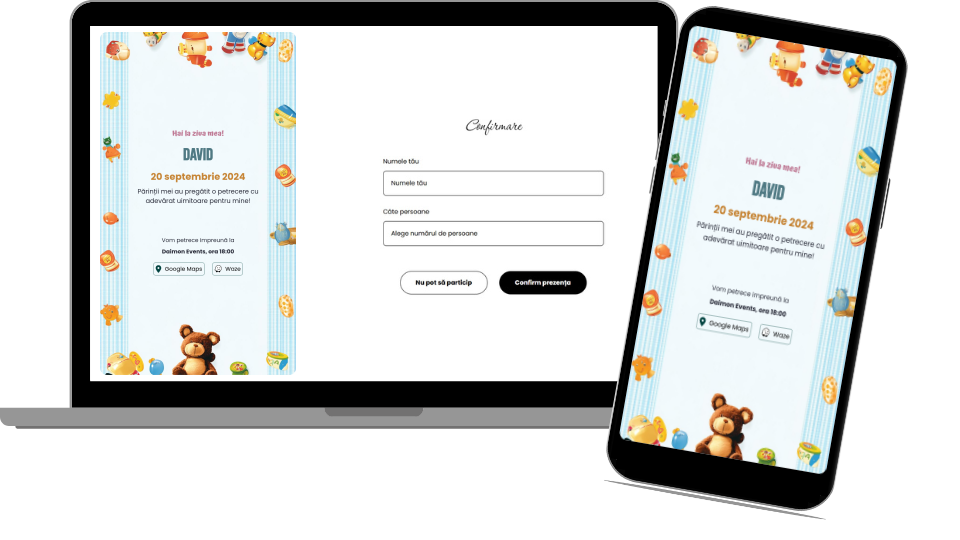 Invitație Aniversare Digitală „Toys - Standard”