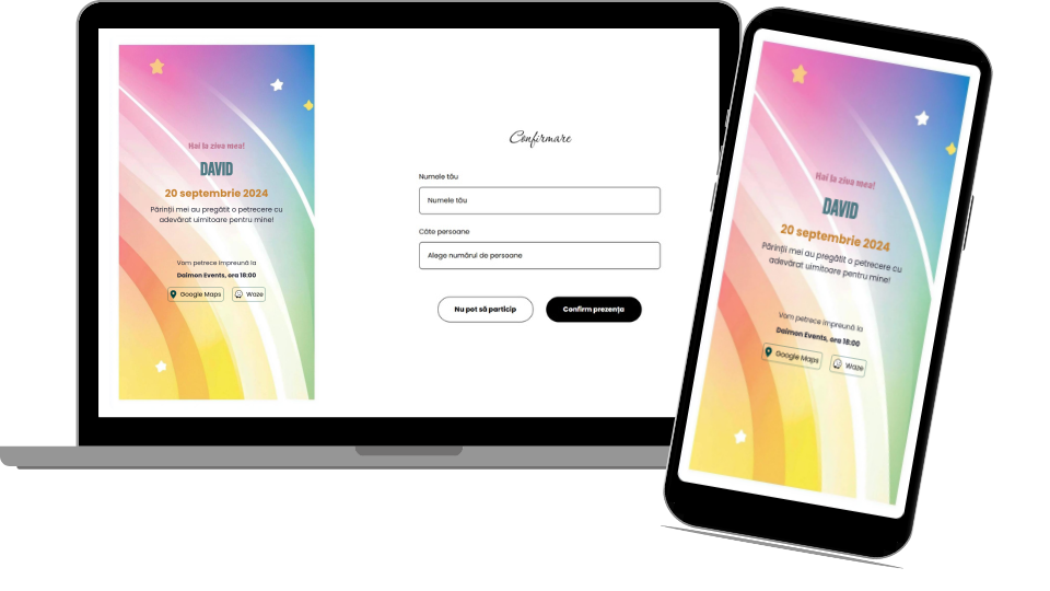 Invitație Aniversare Digitală „Colors 2 - Standard”