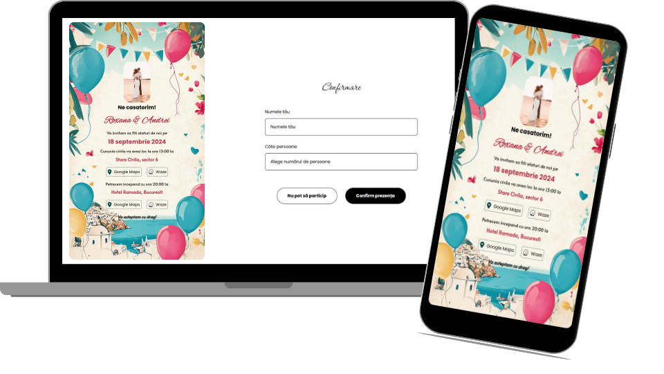 Invitație Nuntă Digitală „Greek Islands 5 - Standard”