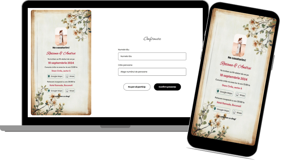 Invitație Nuntă Digitală „Barn 3 - Standard”