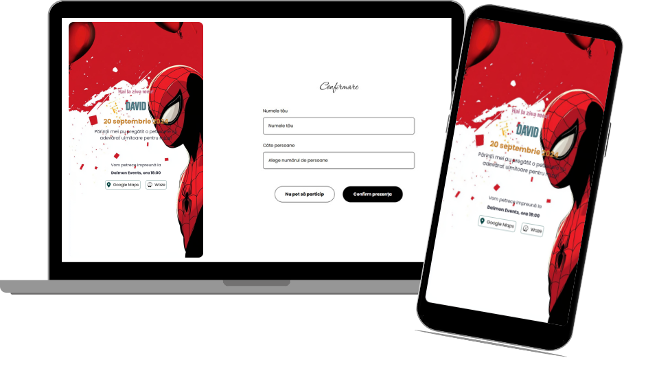 Invitație Aniversare Digitală „Spiderman 1 - Standard”