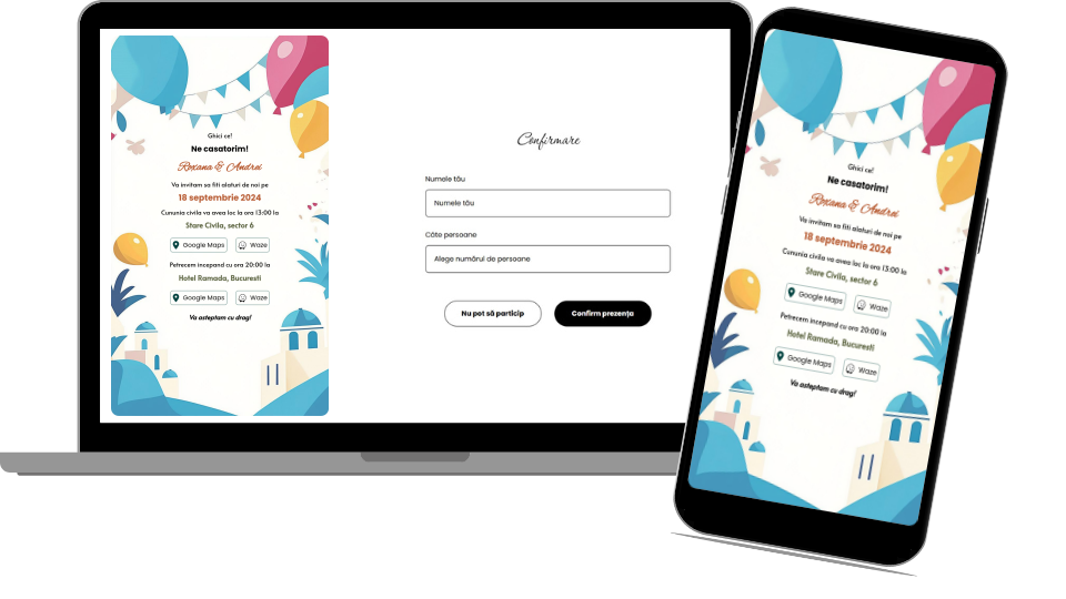 Invitație Nuntă Digitală „Greek Islands 2 - Minimalist”