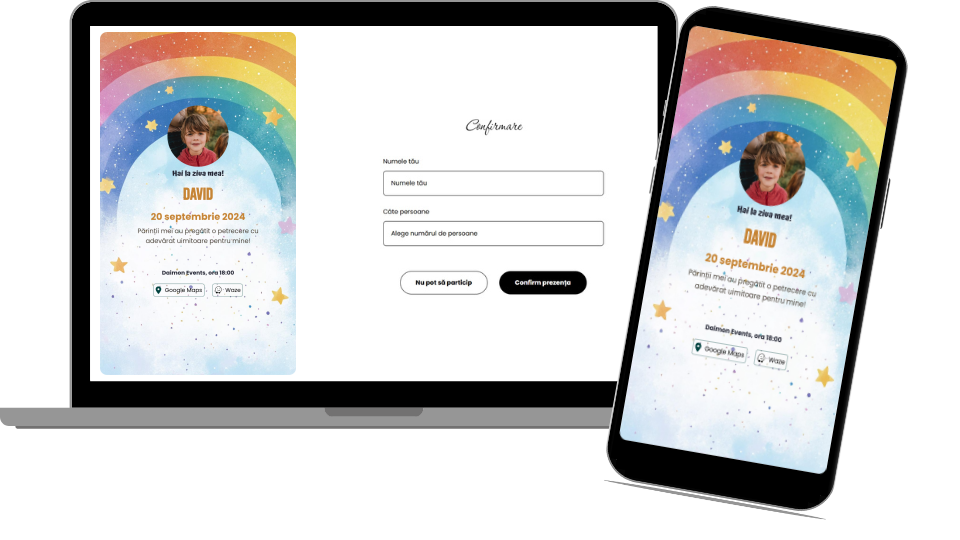 Invitație Aniversare Digitală „Rainbow - Classic”