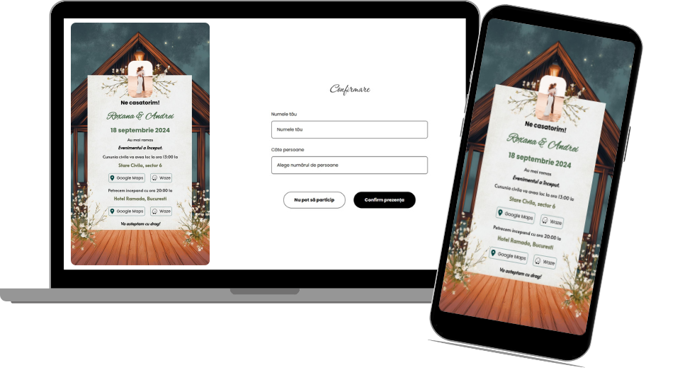 Invitație Nuntă Digitală „Barn 1 - Countdown”